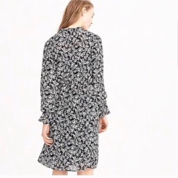 J.Crew Mercantile Drapey‎ Tie-Front Black White Floral Midi Dress Blossom Medium - Picture 2 of 9
